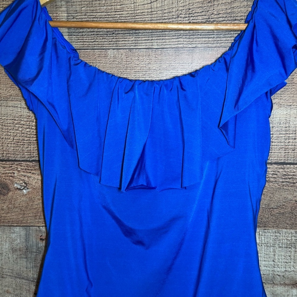 Trina Turk Monaco Ruffle Top Swimsuit size 14 Royal Blue - Picture 5 of 9